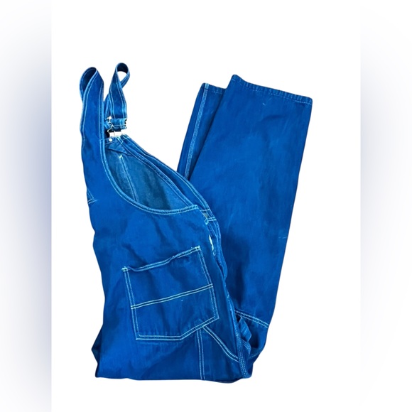 Big Smith Bib Overalls 42 x 34 Dark Washed Blue Denim - Picture 5 of 10